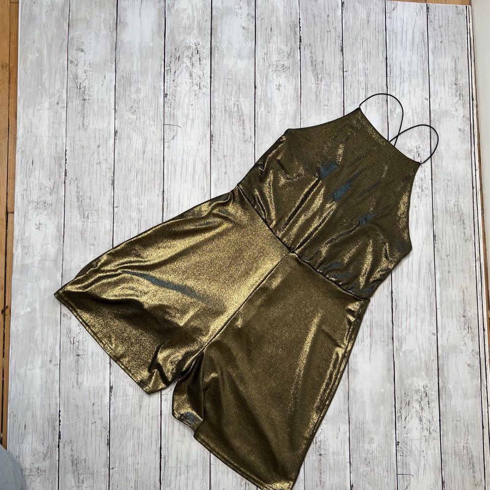Bohoo romper in metallic gold 8